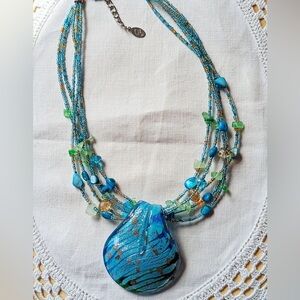 CG art Marano hand blown glass necklace with beads